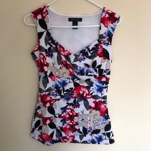 White House/Black Market Sleeveless Floral Tiered Shell Top